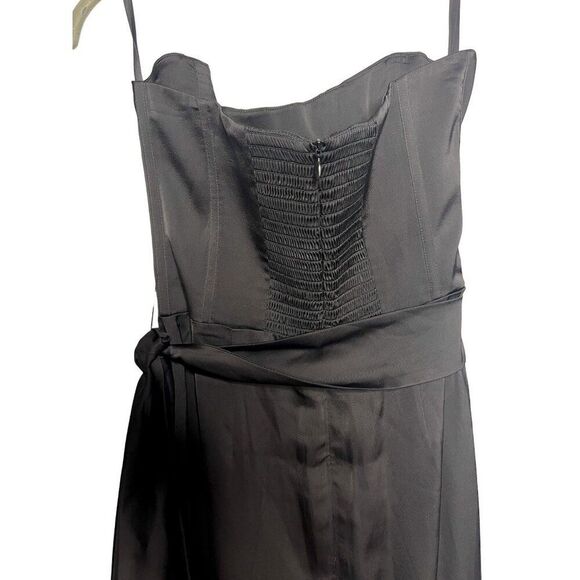 NEW V. Chapman June Corset Jacquard Front-Slit Gown Black Strapless Satin Size 4 - Picture 10 of 10